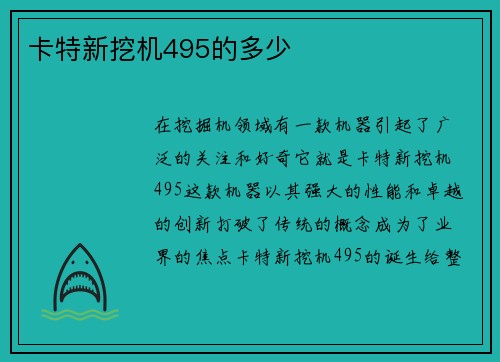 卡特新挖机495的多少